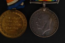 A World War One / medal group pair ( Victory Medal & Great War 1914-1918 Medal) .