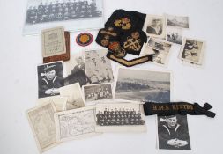 Group of naval related items to include photos etc pertaining to HMS Kestrel and HMS Orion