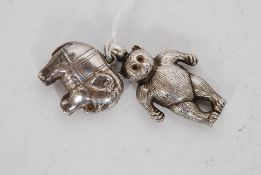 A silver hallmarked elephant rattle by Arthur Johnson Smith, Birmingham 1920.