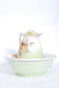 A Staffordshire wash basin and jug, no makers name. The tallest item has a height of 30cms.