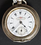 A silver 800 marked continental full hunter pocket watch by K.