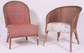 A vintage 1940's Lloyd Loom upholstered bedroom / conservatory chair together with a CC Utility