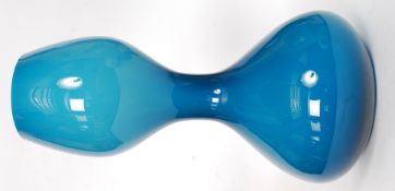 A large retro bulbous studio glass petrol blue vase possibly of Scandinavian origin H41cm