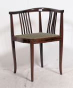 An Edwardian mahogany inlaid corner chai