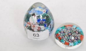 A Murano ovoid shaped millefiori cane pa