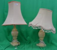 A pair of  20th Century marble lamps wit