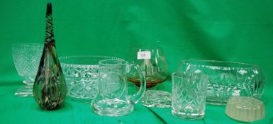 A collection of glassware to include cut