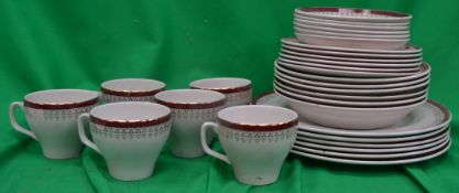 A Woods red and white china part tea ser