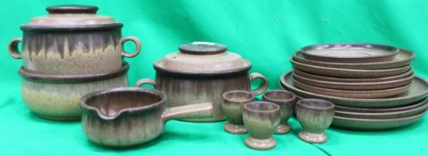 A Denby part dinner set to include egg c