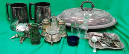 A group of silver , silver plate and pew