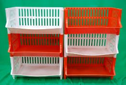 A set of six 1970s retro stacking basket