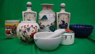 A collection of porcelain to include vas