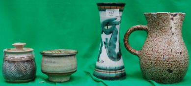 A group of 4 pieces of studio pottery to