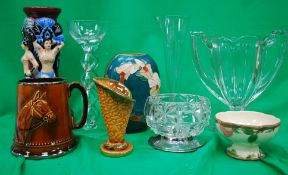 A group of glass and porcelain to includ