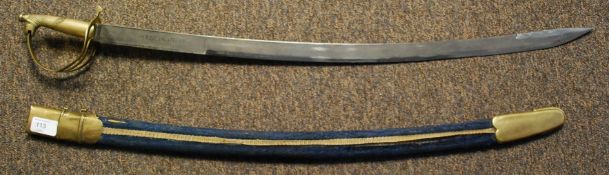 A large Indian dress sword with brass ha