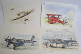 Four watercolour's on paper, one signed