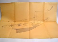 Design blueprint of yacht. 'Dame Pattie'