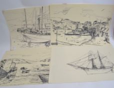 4 sketches on paper  of coastal scenes i