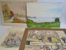 STUCKEY, 6 mostly signed watercolours on