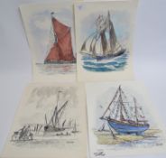 5 watercolours on paper all depicting bo