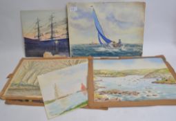 STUCKEY,  6 mostly signed watercolours on board and on paper, mostly coastal scenes.