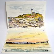 2 coastal watercolours both signed STUCK