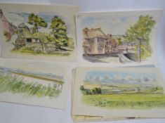 12 idyllic rural water colours all signe
