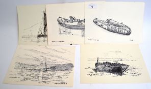 Set of four pen and ink drawings all sig