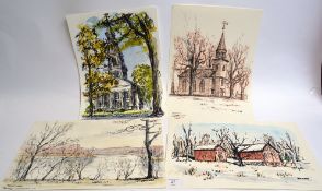 4 New York county rural scenes all signe
