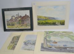 STUCKEY, 6 mostly signed watercolours on board and on paper, mostly coastal and country scenes.
