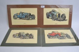 4 mounted prints of vintage cars at Cast