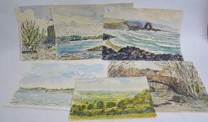 6 watercolours , all signed by STUCKEY.  They depict some country and some coastal scenes.