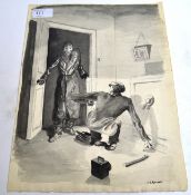 STUCKEY,  monochrome watercolour on pape