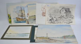 STUCKEY,  10 mostly signed watercolours