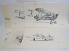 STUCKEY, 12 mostly signed pen and ink dr