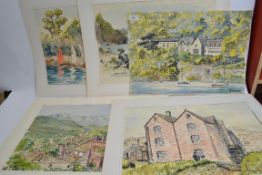 STUCKEY, 6 mostly signed watercolours on