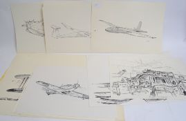 STUCKEY, 8 mostly signed pen and ink dr