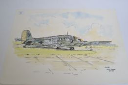 Watercolour on paper of German bomber pa