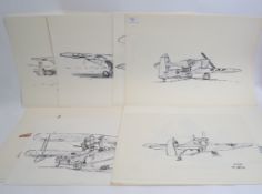 STUCKEY, 12 mostly signed pen and ink dr