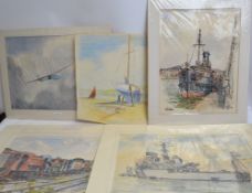STUCKEY, 5 mostly signed watercolours on
