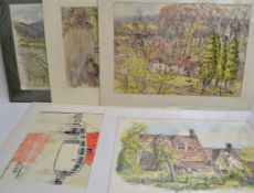 STUCKEY, 6 mostly signed watercolours on