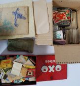 A good assorted mix of ephemera to include cigarette cards (loose and in albums), cards, coins,