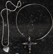 A white metal (stamped 925 indicating silver ) choker necklace and pendant,
