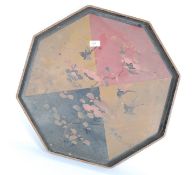 A Japanese laquered  tray with foliate Peony flowers and birds W60cm