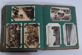 An Edwardian post card album containing cards with British sea side towns and beaches,