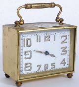 A good 1930's Art Deco brass cased mantel carriage clock with square face,