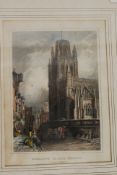 Three framed and glazed hand coloured engravings of Bristol scenes please see images