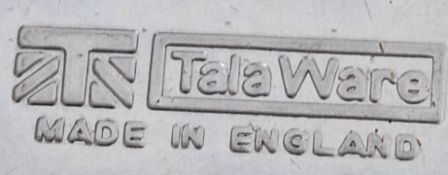 A vintage 1950's 3 tiered two tone metal cake tin in yellow and white together with a vintage sugar