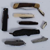 A collection of vintage pen knives to include a splicer pen knife a locking knife and others please