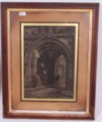 A very good framed and glazed a strike print engraving of St Augustine's Gate at Glastonbury 1885